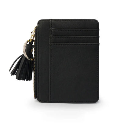 Matt Leather Mini Tassel Women Card Holder Cute Credit ID Card Holders Zipper Wallet Case Change Coin Purse Keychain Nubuck New
