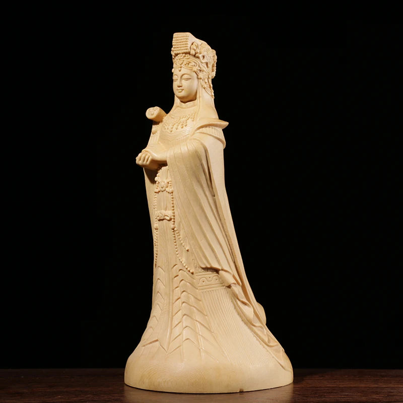 Mazu Sea god guan yin statue Sculpture Cypress Wood Craft Solid Wood Religious Gift Sea Mother Home Decor