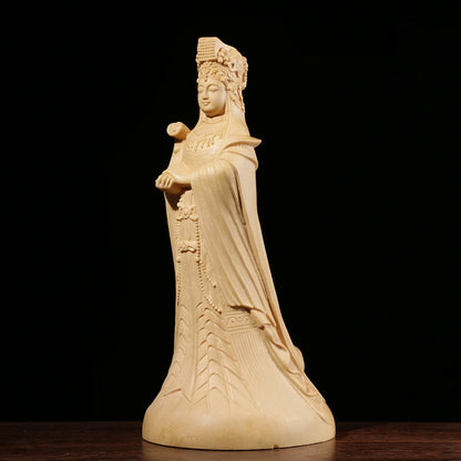 Mazu Sea god guan yin statue Sculpture Cypress Wood Craft Solid Wood Religious Gift Sea Mother Home Decor