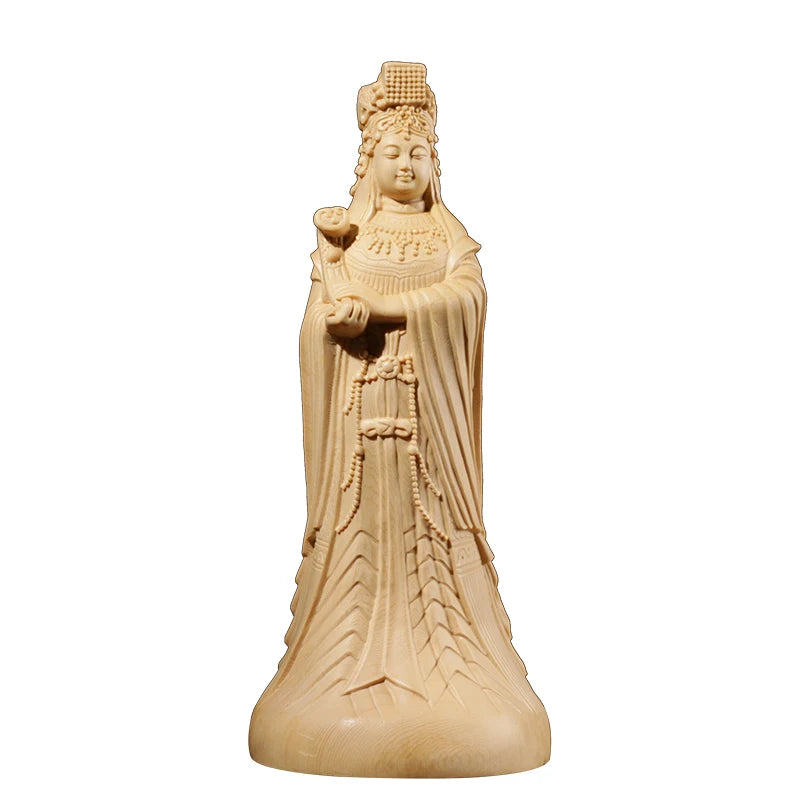Mazu Sea god guan yin statue Sculpture Cypress Wood Craft Solid Wood Religious Gift Sea Mother Home Decor