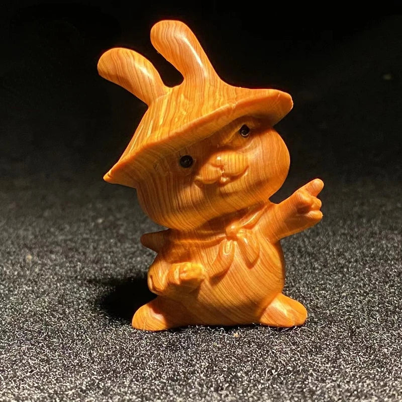 Meaning Good Cute Rabbit Taihang Cliff Cypress Wood Ageing Red Oil High Oil High-density Hand Piece Office Decoration