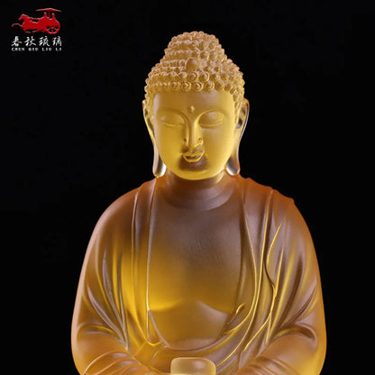 Medicine Buddha Colored glaze 23cm light Tathagata Buddha statue expels disease and increases blessings and wisdom