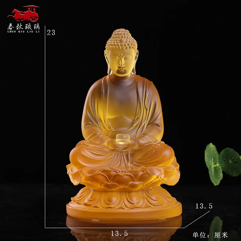 Medicine Buddha Colored glaze 23cm light Tathagata Buddha statue expels disease and increases blessings and wisdom