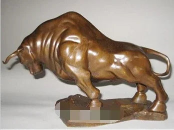 Medium Ukuran Perunggu Kopi Wall Street Sengit Banteng OX Sosok Patung 9 "Long