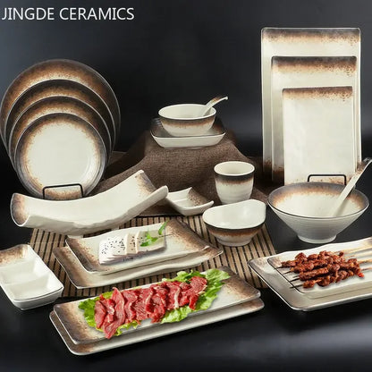 Melamine Dinner Plates Rectangle Sushi Plate Barbecue Plastic Side Dish Home Dinner Set Plates and Dishes Kitchen Accessories