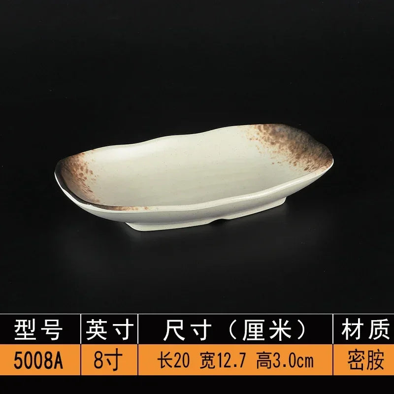 Melamine Dinner Plates Rectangle Sushi Plate Barbecue Plastic Side Dish Home Dinner Set Plates and Dishes Kitchen Accessories