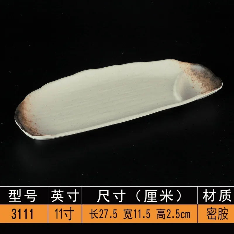 Melamine Dinner Plates Rectangle Sushi Plate Barbecue Plastic Side Dish Home Dinner Set Plates and Dishes Kitchen Accessories
