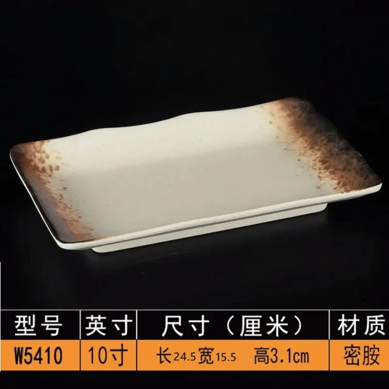 Melamine Dinner Plates Rectangle Sushi Plate Barbecue Plastic Side Dish Home Dinner Set Plates and Dishes Kitchen Accessories