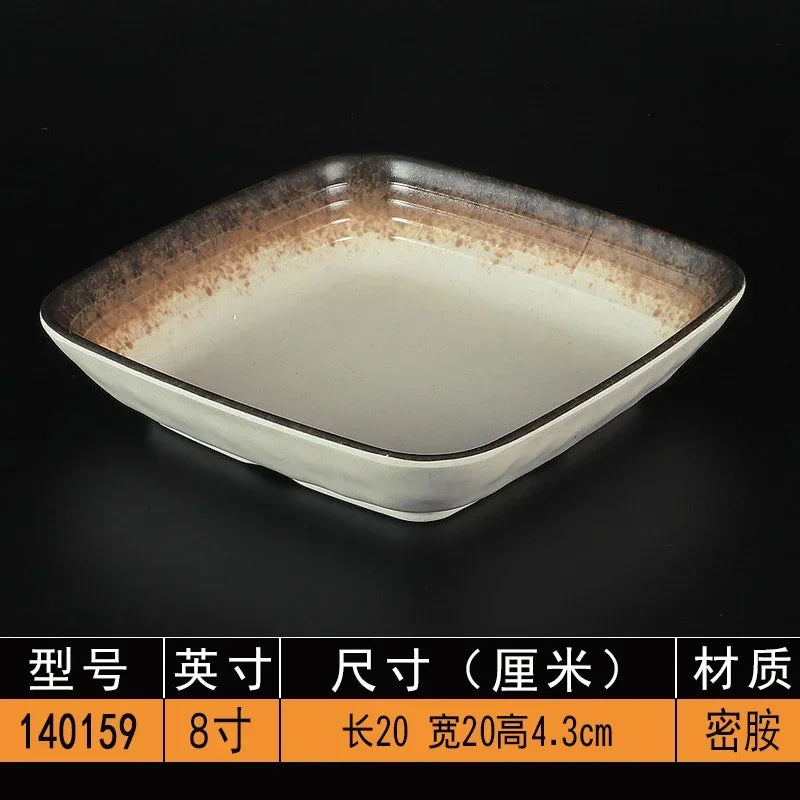 Melamine Dinner Plates Rectangle Sushi Plate Barbecue Plastic Side Dish Home Dinner Set Plates and Dishes Kitchen Accessories