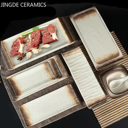 Melamine Dinner Plates Rectangle Sushi Plate Barbecue Plastic Side Dish Home Dinner Set Plates and Dishes Kitchen Accessories