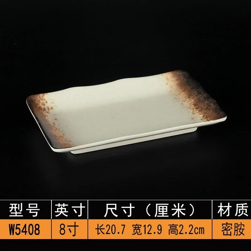 Melamine Dinner Plates Rectangle Sushi Plate Barbecue Plastic Side Dish Home Dinner Set Plates and Dishes Kitchen Accessories