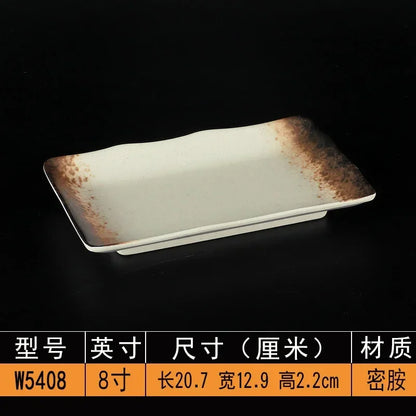 Melamine Dinner Plates Rectangle Sushi Plate Barbecue Plastic Side Dish Home Dinner Set Plates and Dishes Kitchen Accessories