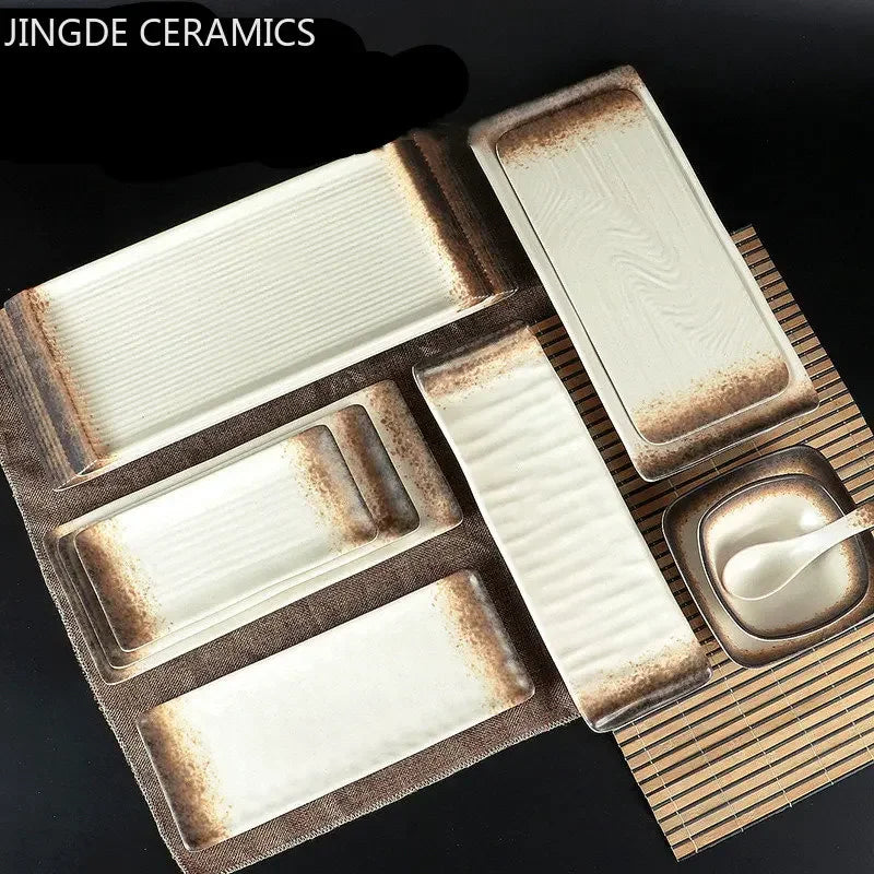 Melamine Dinner Plates Rectangle Sushi Plate Barbecue Plastic Side Dish Home Dinner Set Plates and Dishes Kitchen Accessories