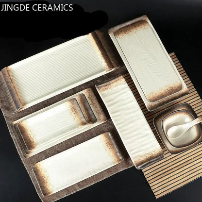 Melamine Dinner Plates Rectangle Sushi Plate Barbecue Plastic Side Dish Home Dinner Set Plates and Dishes Kitchen Accessories