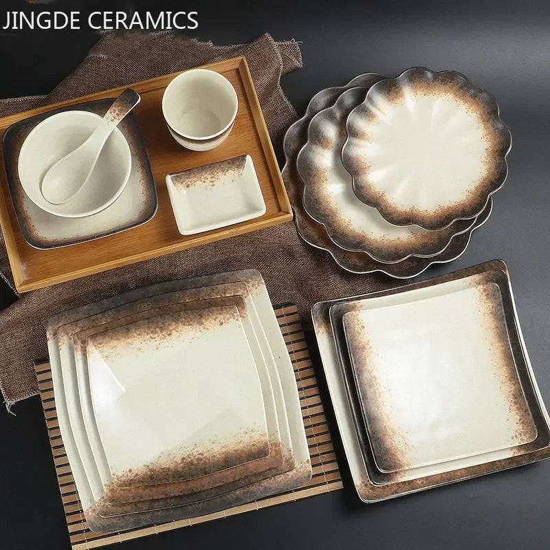 Melamine Dinner Plates Rectangle Sushi Plate Barbecue Plastic Side Dish Home Dinner Set Plates and Dishes Kitchen Accessories