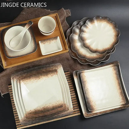 Melamine Dinner Plates Rectangle Sushi Plate Barbecue Plastic Side Dish Home Dinner Set Plates and Dishes Kitchen Accessories