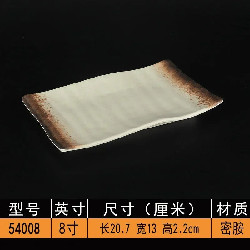 Melamine Dinner Plates Rectangle Sushi Plate Barbecue Plastic Side Dish Home Dinner Set Plates and Dishes Kitchen Accessories