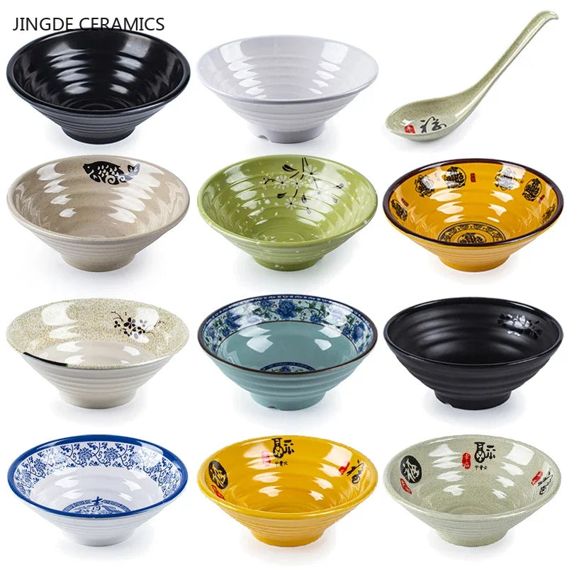 Melamine Noodle Bowl Household Plastic Tableware Restaurant Commercial Ramen Salad Bowl Thickened Not Easily Broken Soup Bowls