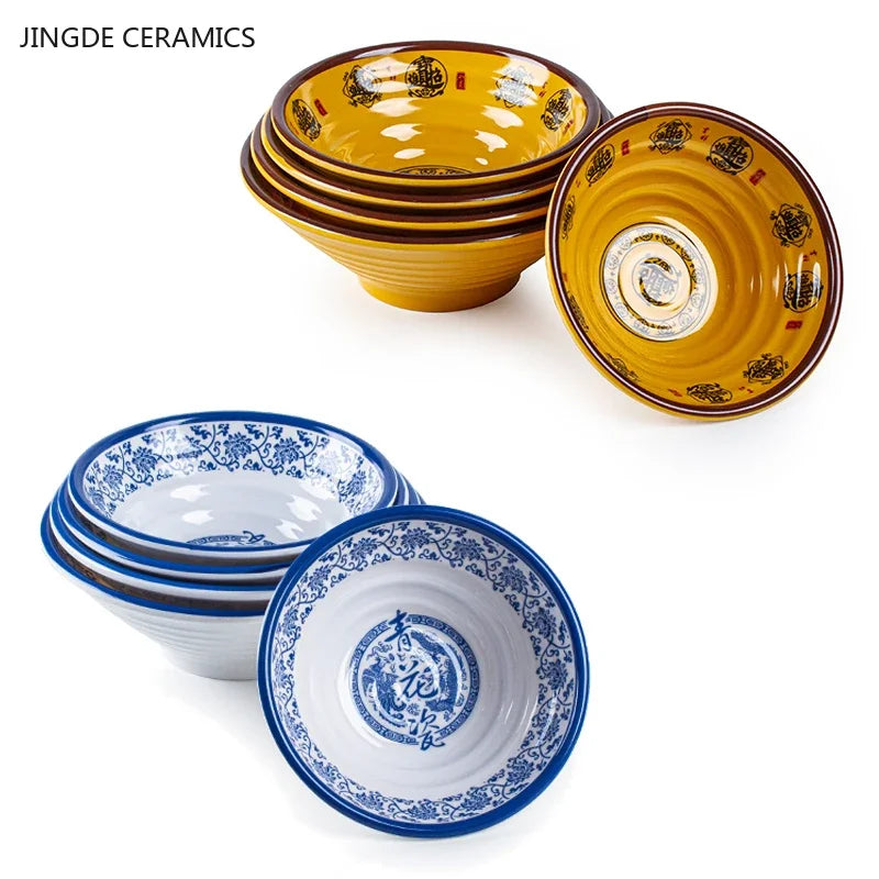 Melamine Noodle Bowl Household Plastic Tableware Restaurant Commercial Ramen Salad Bowl Thickened Not Easily Broken Soup Bowls