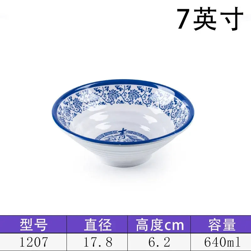 Melamine Noodle Bowl Household Plastic Tableware Restaurant Commercial Ramen Salad Bowl Thickened Not Easily Broken Soup Bowls