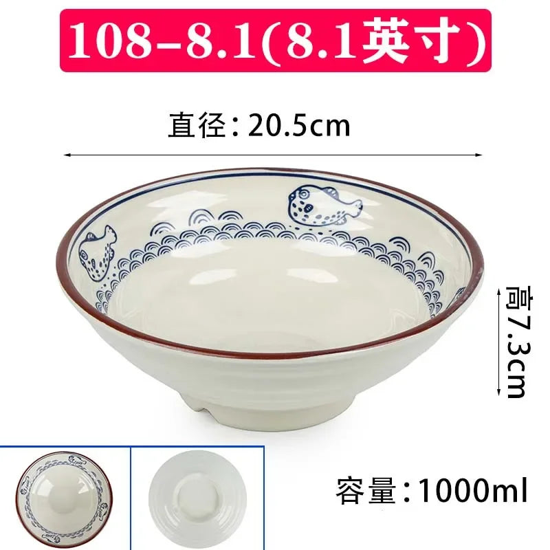 Melamine Noodle Bowl Household Plastic Tableware Restaurant Commercial Ramen Salad Bowl Thickened Not Easily Broken Soup Bowls