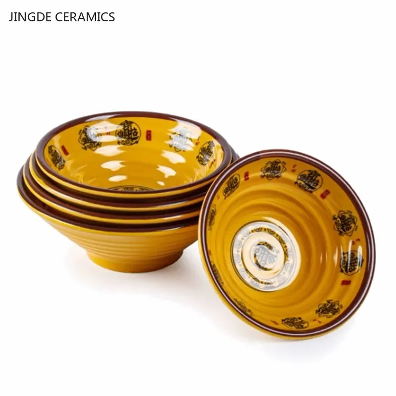 Melamine Noodle Bowl Household Plastic Tableware Restaurant Commercial Ramen Salad Bowl Thickened Not Easily Broken Soup Bowls