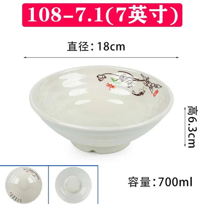 Melamine Noodle Bowl Household Plastic Tableware Restaurant Commercial Ramen Salad Bowl Thickened Not Easily Broken Soup Bowls