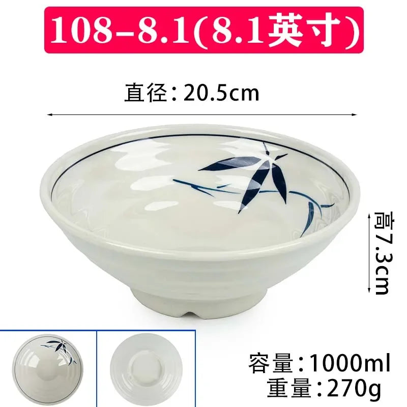 Melamine Noodle Bowl Household Plastic Tableware Restaurant Commercial Ramen Salad Bowl Thickened Not Easily Broken Soup Bowls
