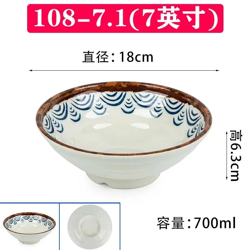 Melamine Noodle Bowl Household Plastic Tableware Restaurant Commercial Ramen Salad Bowl Thickened Not Easily Broken Soup Bowls