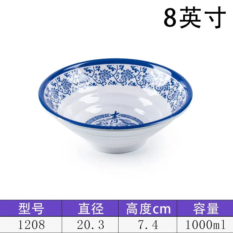 Melamine Noodle Bowl Household Plastic Tableware Restaurant Commercial Ramen Salad Bowl Thickened Not Easily Broken Soup Bowls