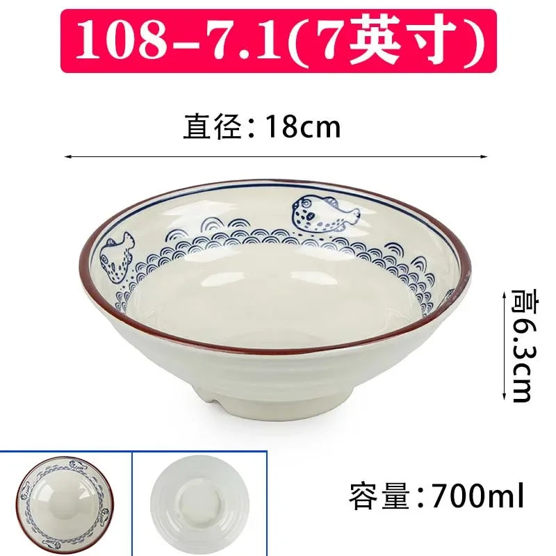 Melamine Noodle Bowl Household Plastic Tableware Restaurant Commercial Ramen Salad Bowl Thickened Not Easily Broken Soup Bowls
