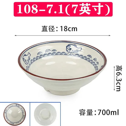 Melamine Noodle Bowl Household Plastic Tableware Restaurant Commercial Ramen Salad Bowl Thickened Not Easily Broken Soup Bowls