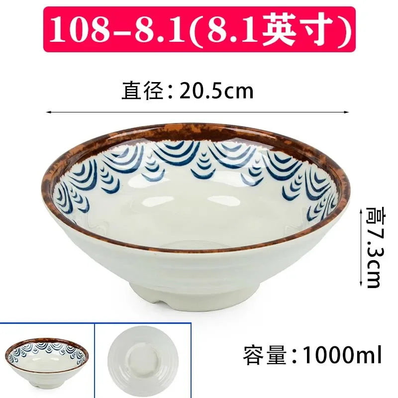 Melamine Noodle Bowl Household Plastic Tableware Restaurant Commercial Ramen Salad Bowl Thickened Not Easily Broken Soup Bowls