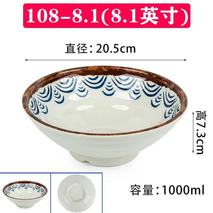 Melamine Noodle Bowl Household Plastic Tableware Restaurant Commercial Ramen Salad Bowl Thickened Not Easily Broken Soup Bowls
