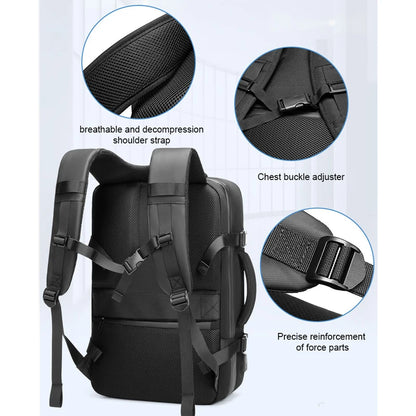 Men 15.6 Inch Laptop Backpack Anti-theft Waterproof Schoolbag Expandable USB Charging Backpack Large Capacity Travel Backpacking