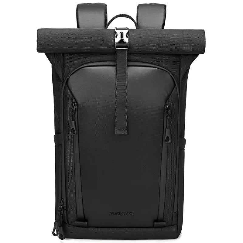 Men 16 Inch Laptop Backpack Fashion Roll Cover Backpack Simple Business Leisure Commuter Backpack Large Capacity Travel Backpck