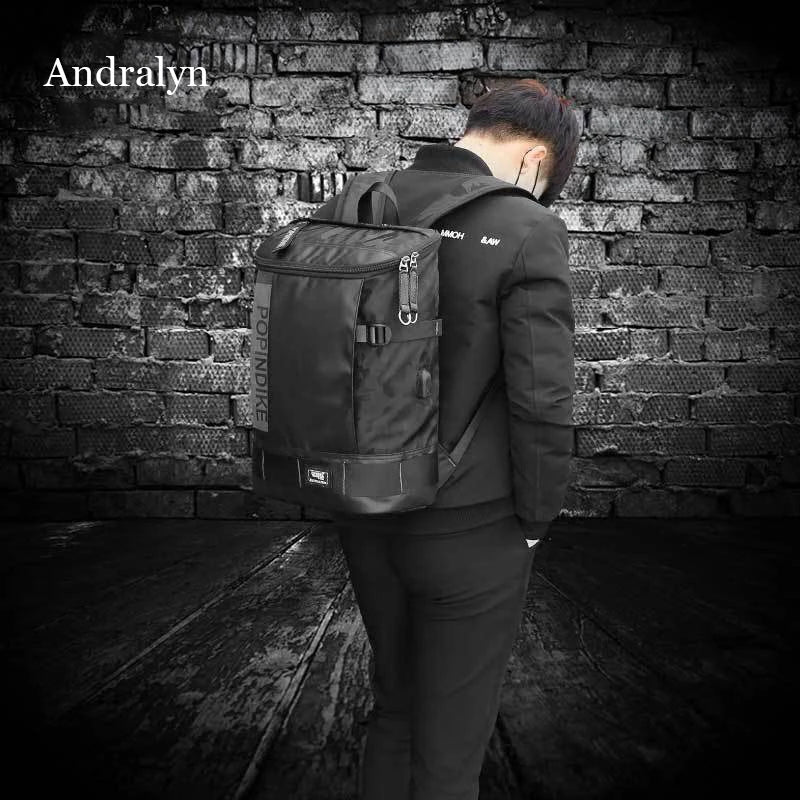 Men 17.3"Large Capacity USB Port Oxford Waterproof Business Laptop Backpack Trendy Computer Bag Travel Bag Student Schoolbag