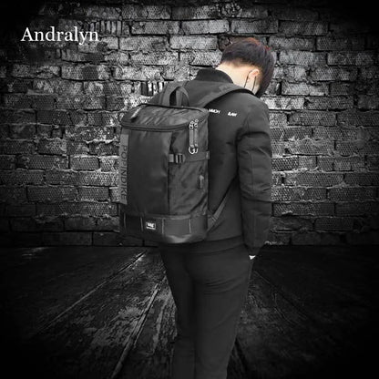 Men 17.3"Large Capacity USB Port Oxford Waterproof Business Laptop Backpack Trendy Computer Bag Travel Bag Student Schoolbag