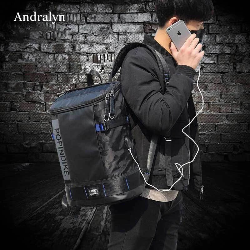 Men 17.3"Large Capacity USB Port Oxford Waterproof Business Laptop Backpack Trendy Computer Bag Travel Bag Student Schoolbag
