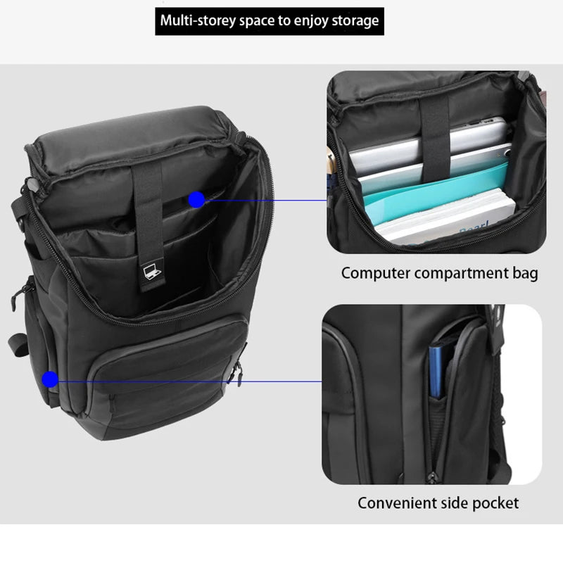 Men 35 L 17.3''Nylon Business Laptop Backpack Scratch Resistance Sports Casual Backpack Unisex Outdoor Travel Waterproof Bags