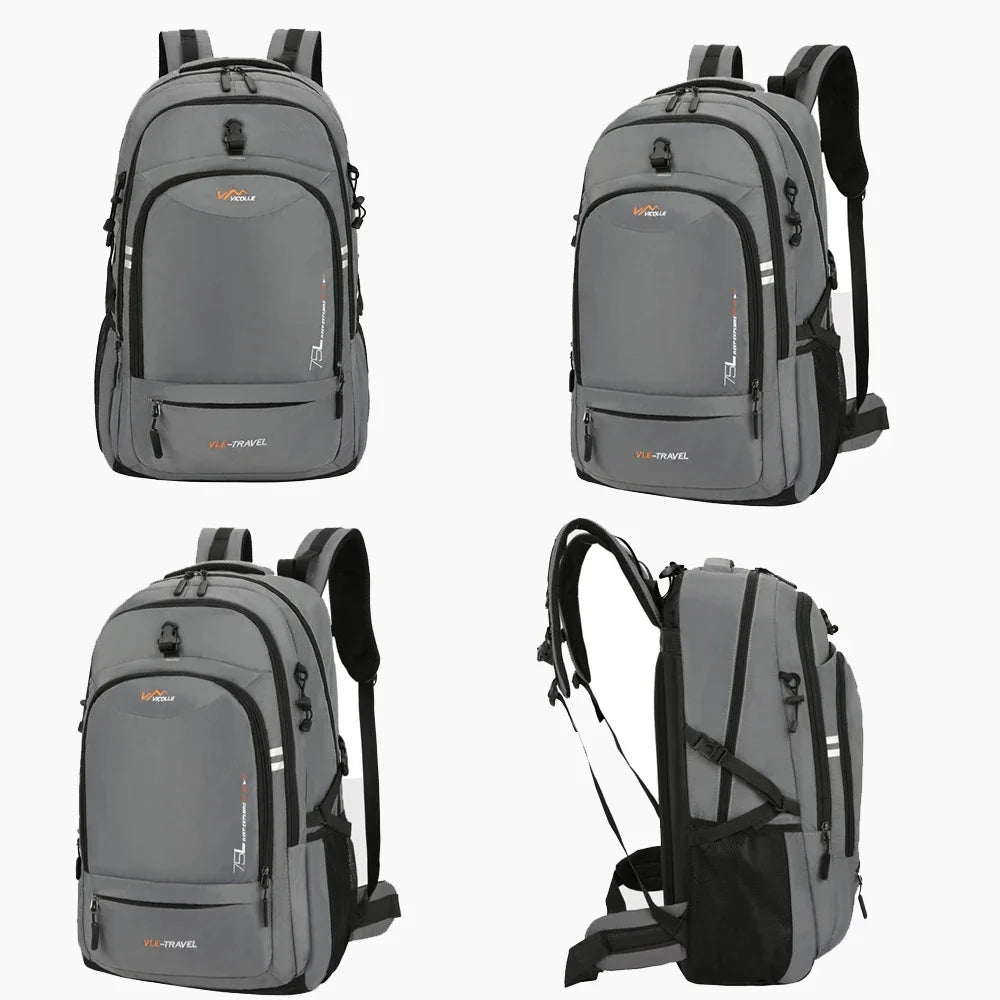 Men 75L Outdoor Climbing Travel Trekking Rucksack Sports Camping Hiking Backpack School Bag Pack For Male Female Women