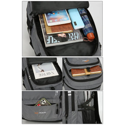 Men 75L Outdoor Climbing Travel Trekking Rucksack Sports Camping Hiking Backpack School Bag Pack For Male Female Women