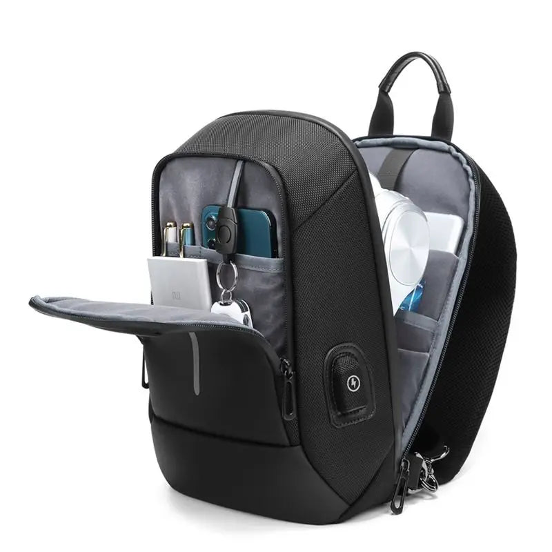 Men Anti Theft Chest Bag Shoulder Bags USB Charging Crossbody Package School Short Trip Messengers Bags Men's Oxford Sling Pack