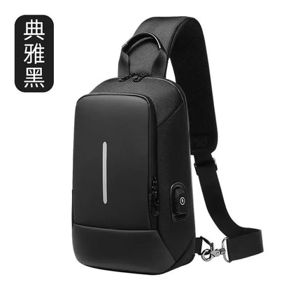 Men Anti Theft Chest Bag Shoulder Bags USB Charging Crossbody Package School Short Trip Messengers Bags Men's Oxford Sling Pack