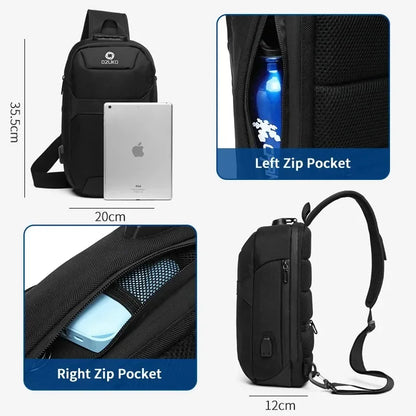 Men Anti-theft Crossbody Bags Male Quality Waterproof USB Port Chest Pack Short Trip Messenger Sling Bag Shoulder Chest Bag