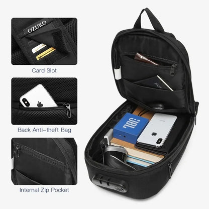 Men Anti-theft Crossbody Bags Male Quality Waterproof USB Port Chest Pack Short Trip Messenger Sling Bag Shoulder Chest Bag