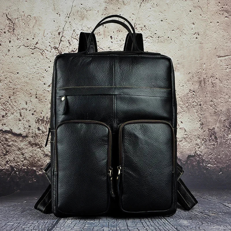 Men Backpack Genuine Leather Computer Book Bag Travel Large Capacity RKnapsack Real Cowhid School Male Laptop Backpacks Rucksack