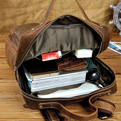 Men Backpack Genuine Leather Computer Book Bag Travel Large Capacity RKnapsack Real Cowhid School Male Laptop Backpacks Rucksack