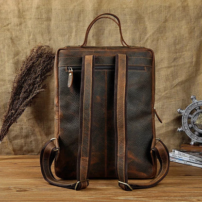 Men Backpack Genuine Leather Computer Book Bag Travel Large Capacity RKnapsack Real Cowhid School Male Laptop Backpacks Rucksack
