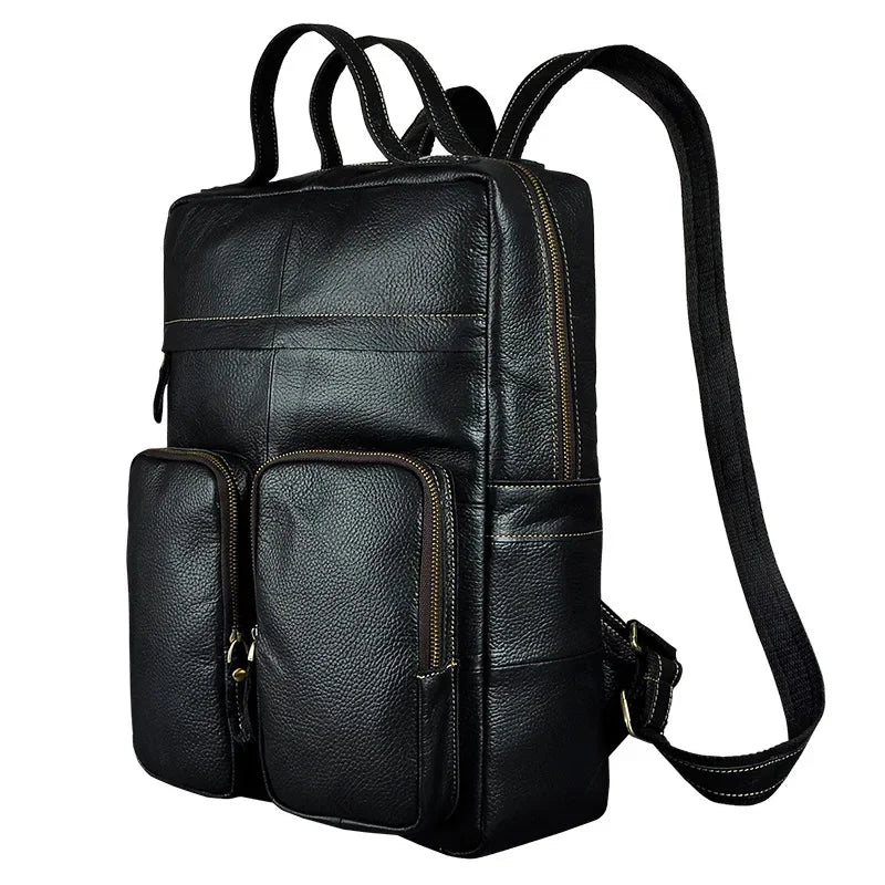 Men Backpack Genuine Leather Computer Book Bag Travel Large Capacity RKnapsack Real Cowhid School Male Laptop Backpacks Rucksack